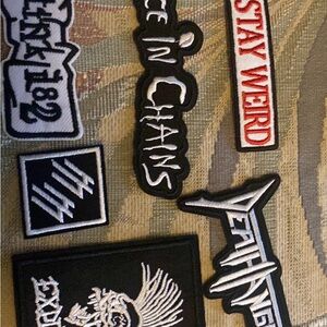 Assorted Band Patches Set - Black and White